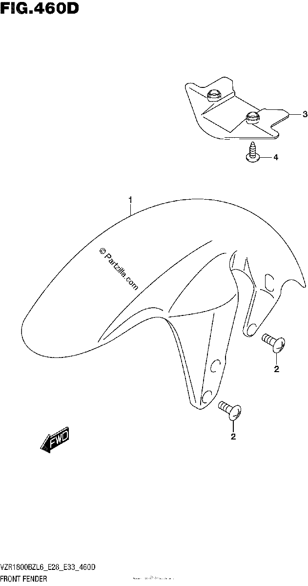 Diagrama de FRONT FENDER FOR PGZ VZR1800BZL6 E33