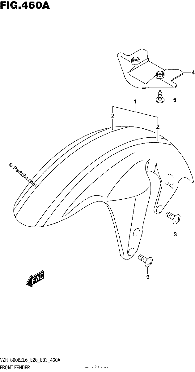 Diagrama de FRONT FENDER FOR BBD VZR1800BZL6 E28