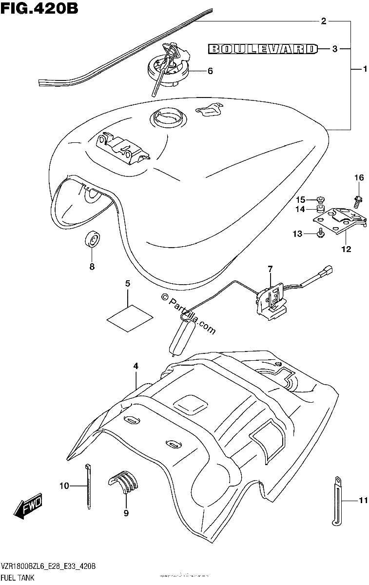 Diagrama de FUEL TANK VZR1800BZL6 E33