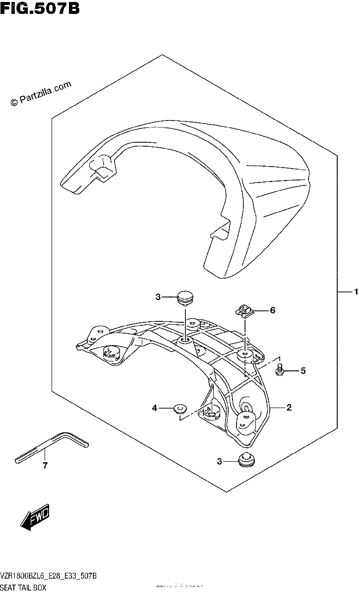 Diagrama de SEAT TAIL BOX FOR PGZ VZR1800BZL6 E28