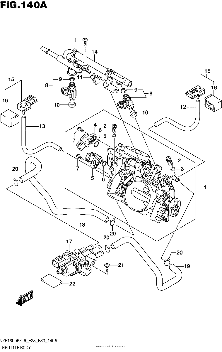 Diagrama de THROTTLE BODY VZR1800BZL6 E28