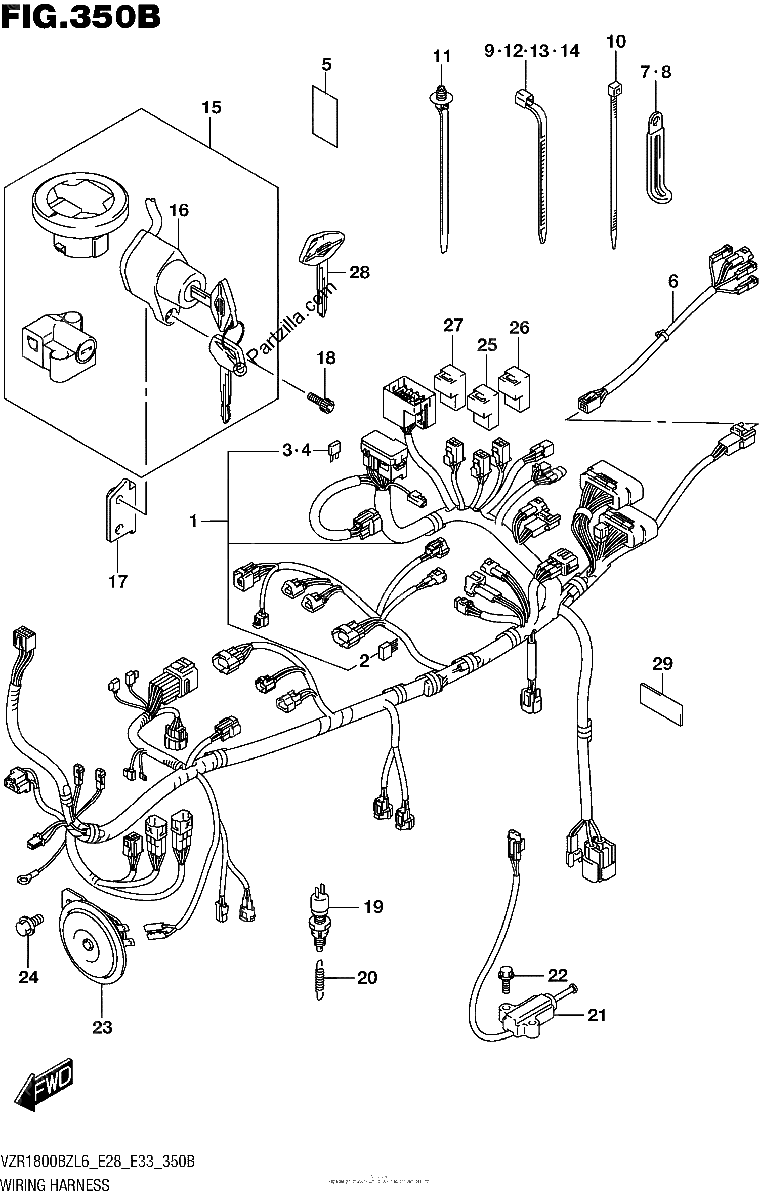 Diagrama de WIRING HARNESS VZR1800BZL6 E33