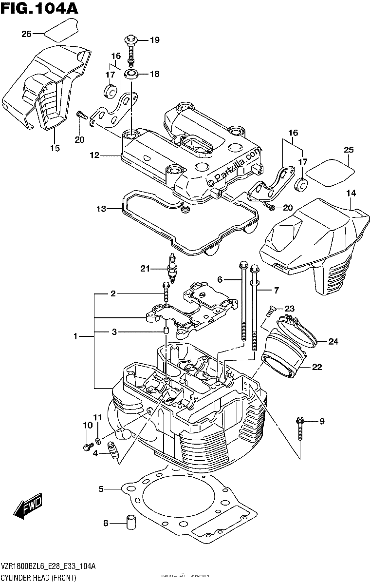Diagrama de CYLINDER HEAD FRONT
