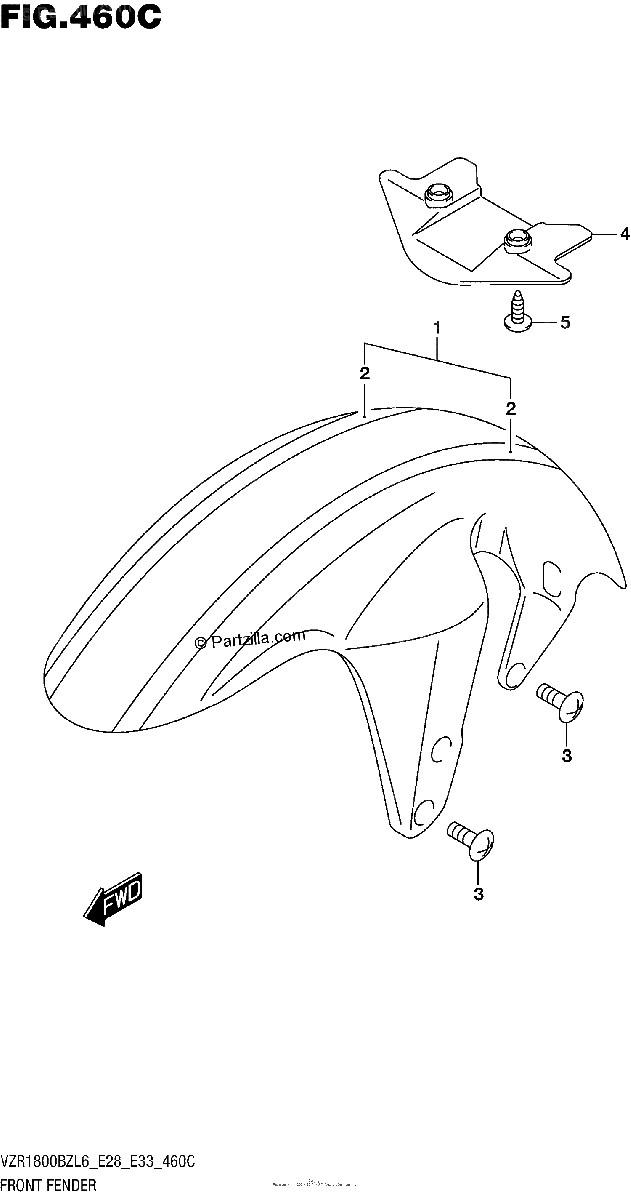 Diagrama de FRONT FENDER FOR BBD VZR1800BZL6 E33