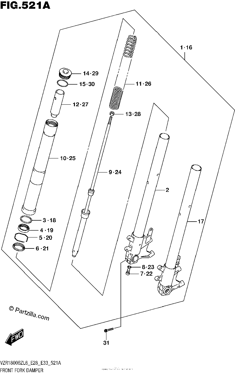 Diagrama de FRONT FORK DAMPER