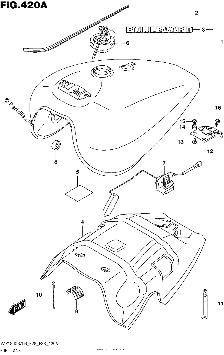 Diagrama de FUEL TANK VZR1800BZL6 E28