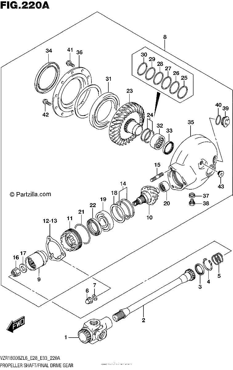 Diagrama de PROPELLER SHAFT FINAL DRIVE GEAR