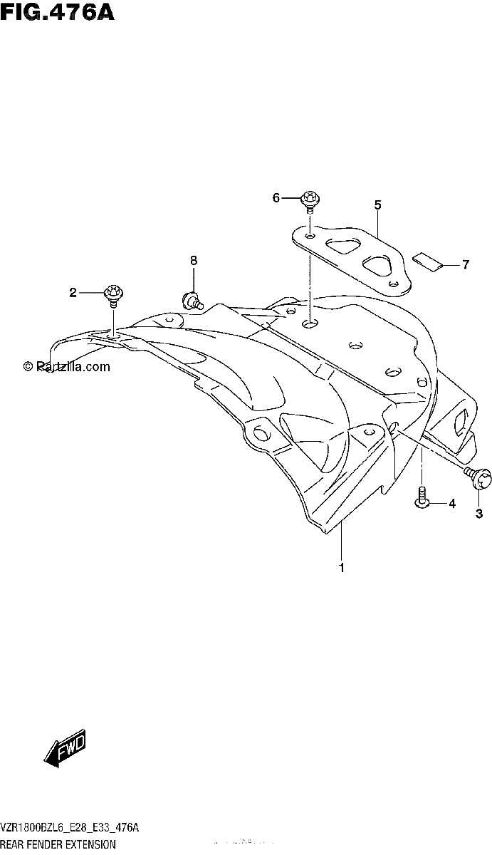 Diagrama de REAR FENDER EXTENSION