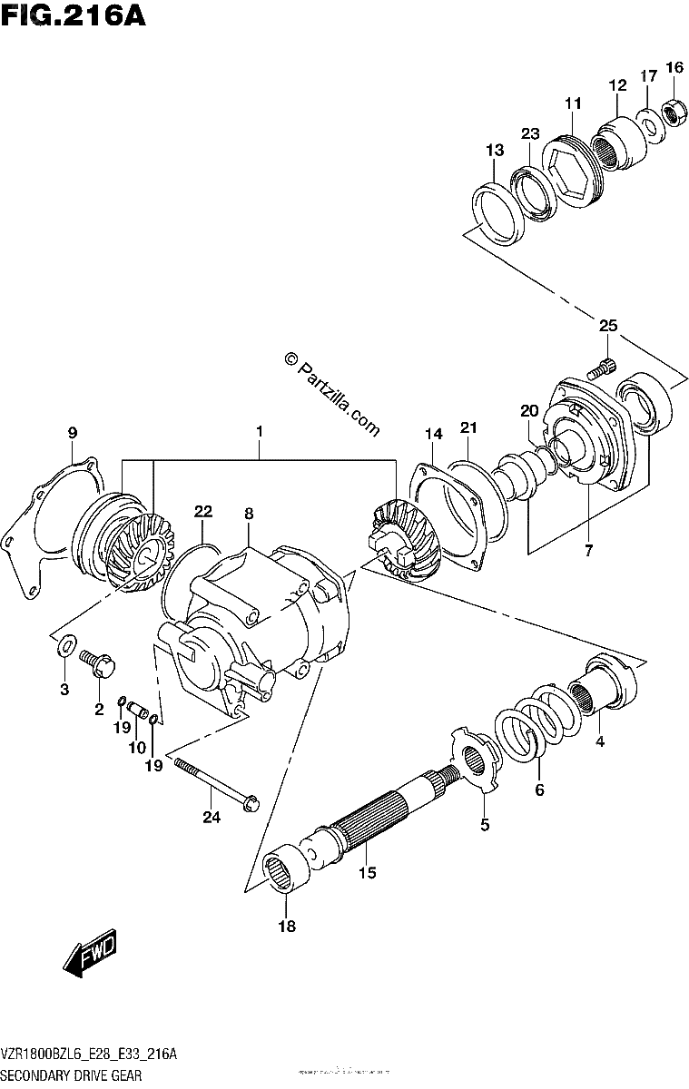 Diagrama de SECONDARY DRIVE GEAR