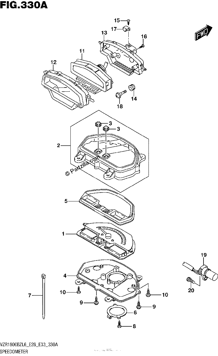 Diagrama de SPEEDOMETER VZR1800BZL6 E28