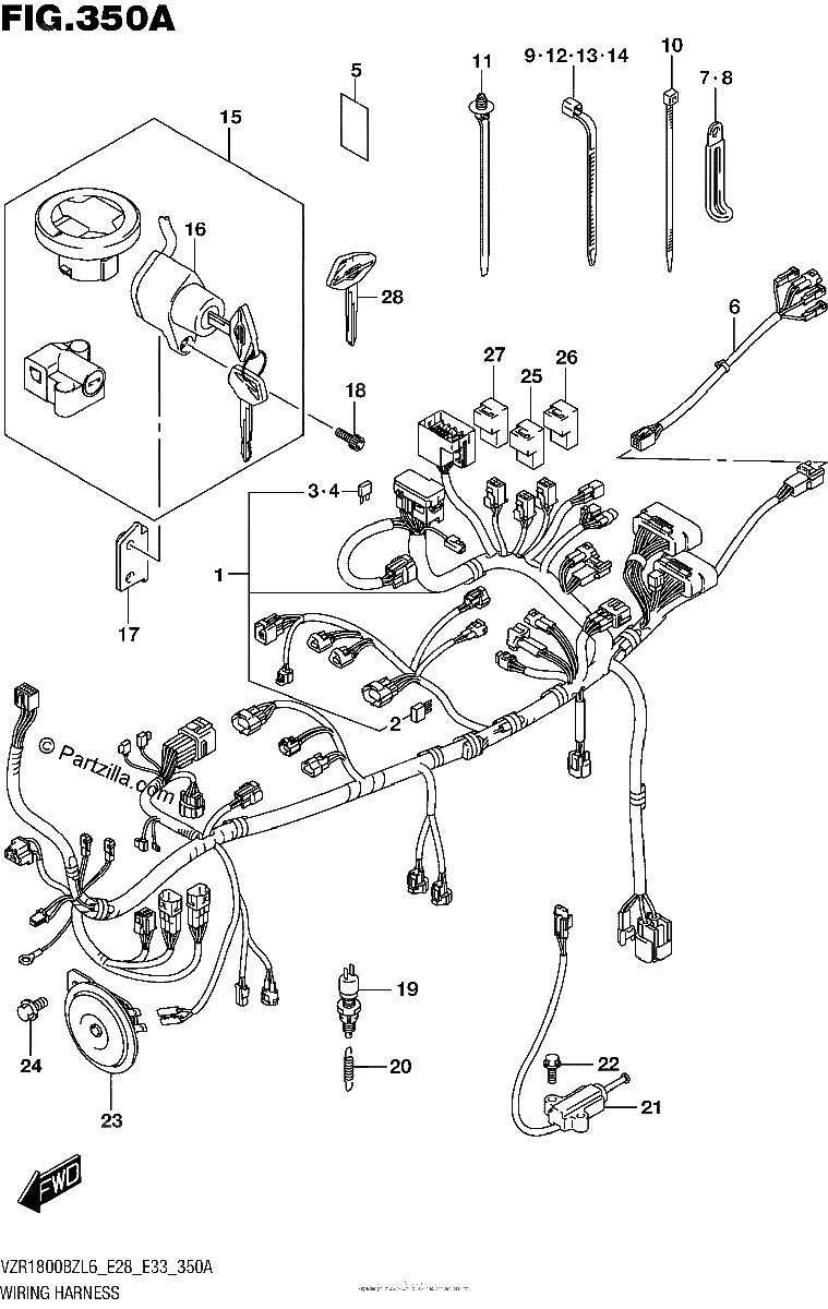 Diagrama de WIRING HARNESS VZR1800BZL6 E28