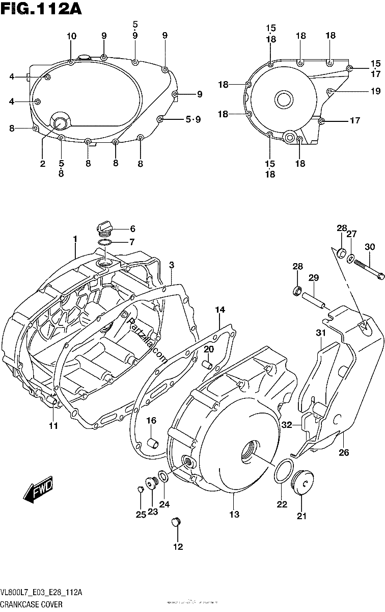 Diagrama de CRANKCASE COVER VL800L7 E03
