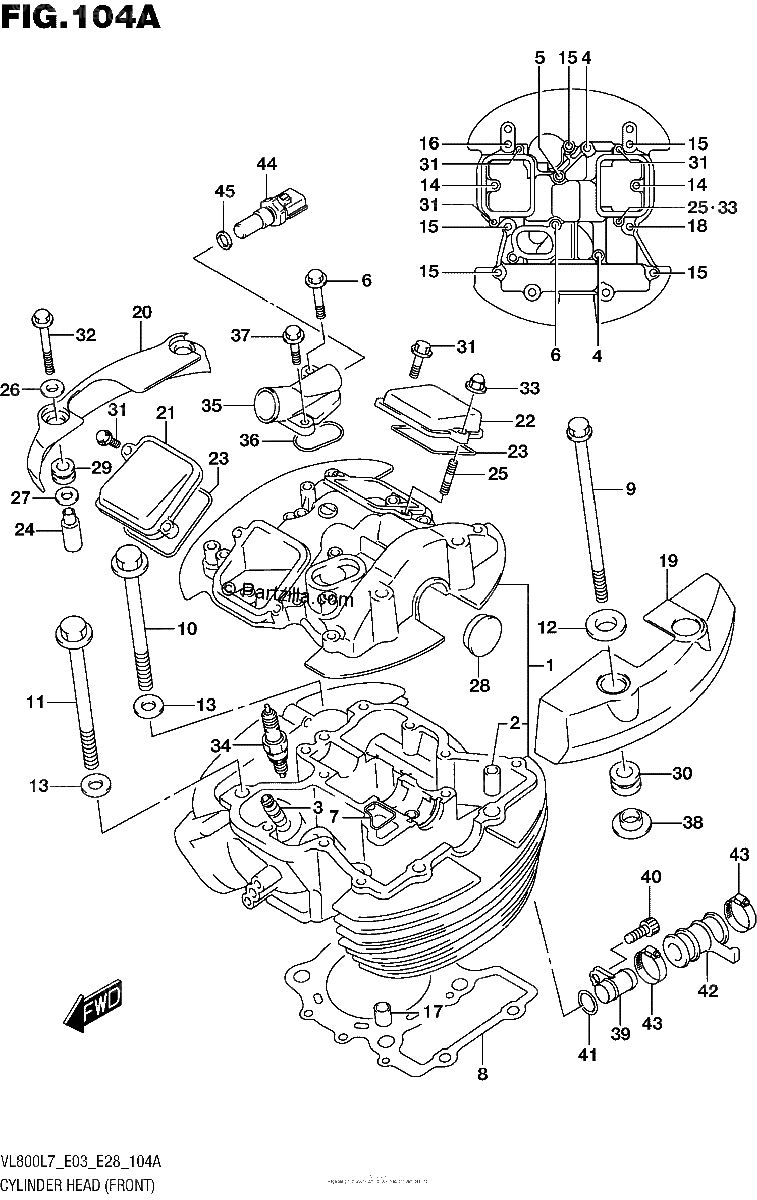 Diagrama de CYLINDER HEAD FRONT VL800L7 E03