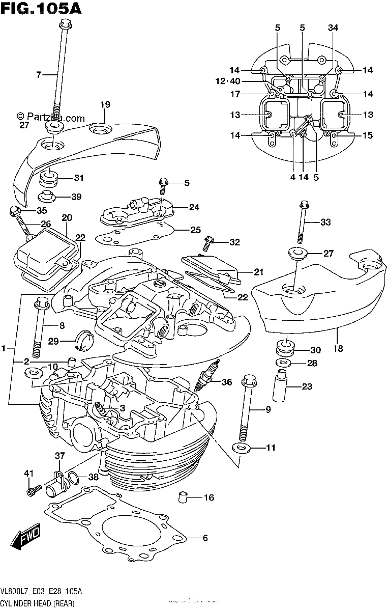 Diagrama de CYLINDER HEAD REAR VL800L7 E03