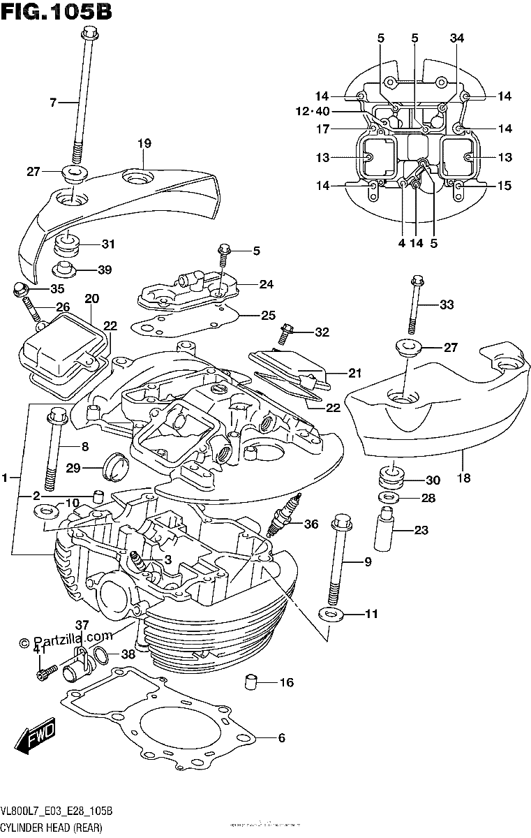 Diagrama de CYLINDER HEAD REAR VL800L7 E28