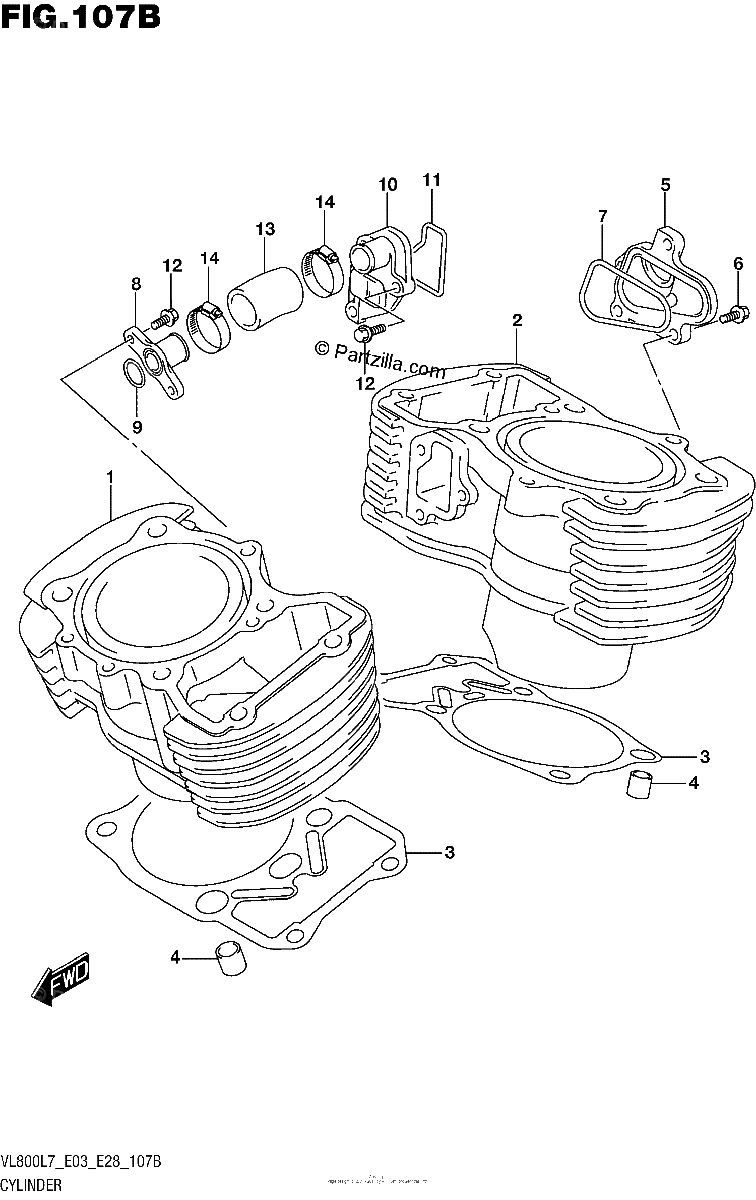 Diagrama de CYLINDER VL800L7 E28