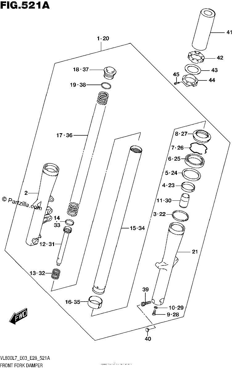 Diagrama de FRONT FORK DAMPER