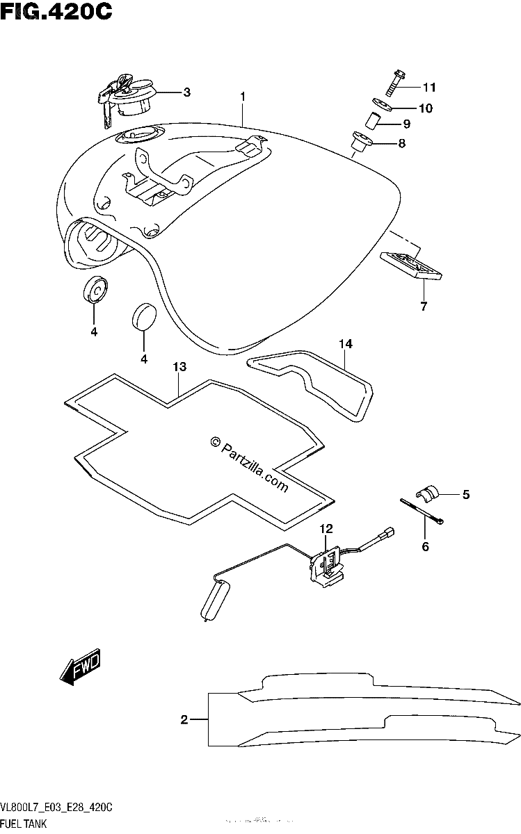 Diagrama de FUEL TANK VL800L7 E33