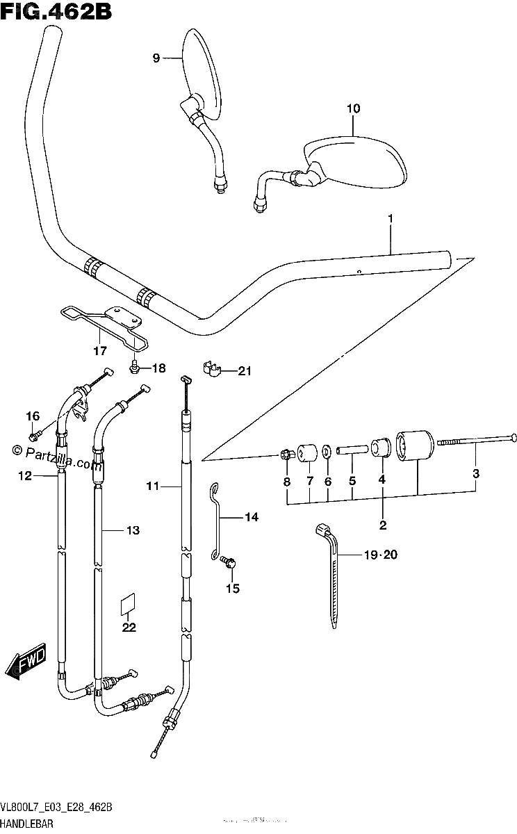 Diagrama de HANDLEBAR VL800L7 E28