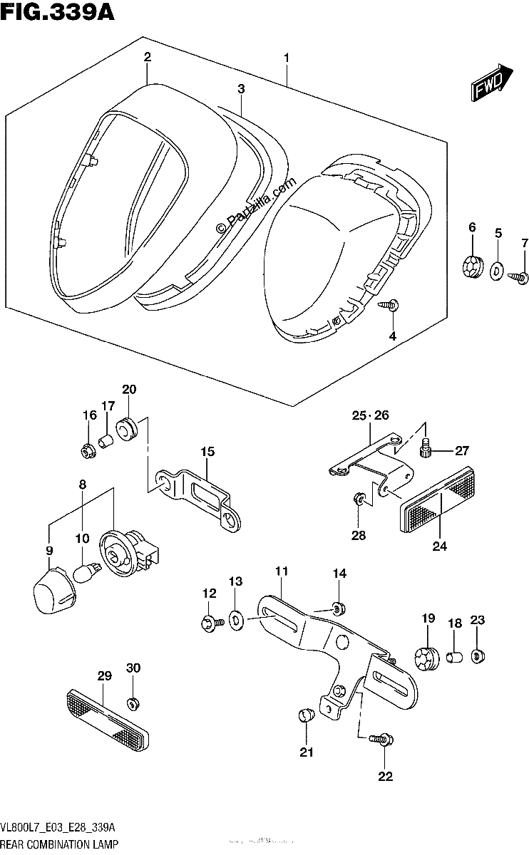 Diagrama de REAR COMBINATION LAMP VL800L7 E03