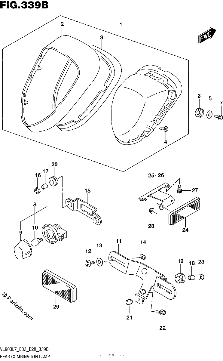 Diagrama de REAR COMBINATION LAMP VL800L7 E28