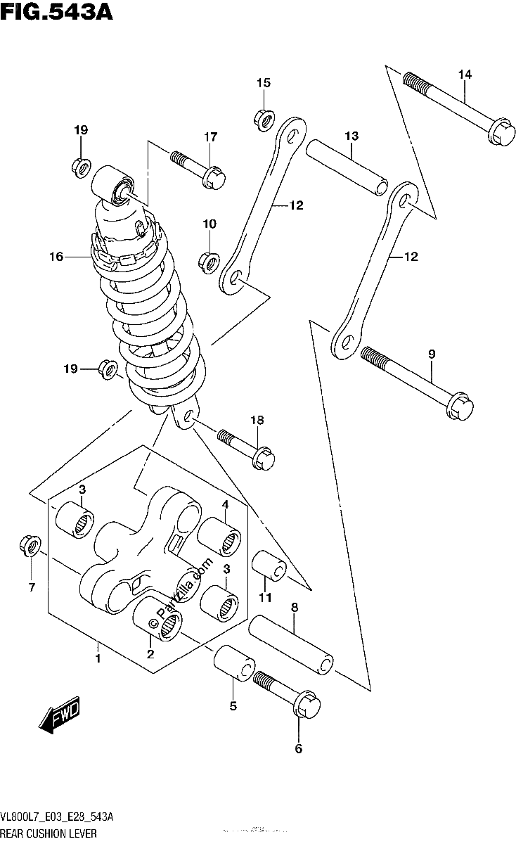 Diagrama de REAR CUSHION LEVER VL800L7 E03