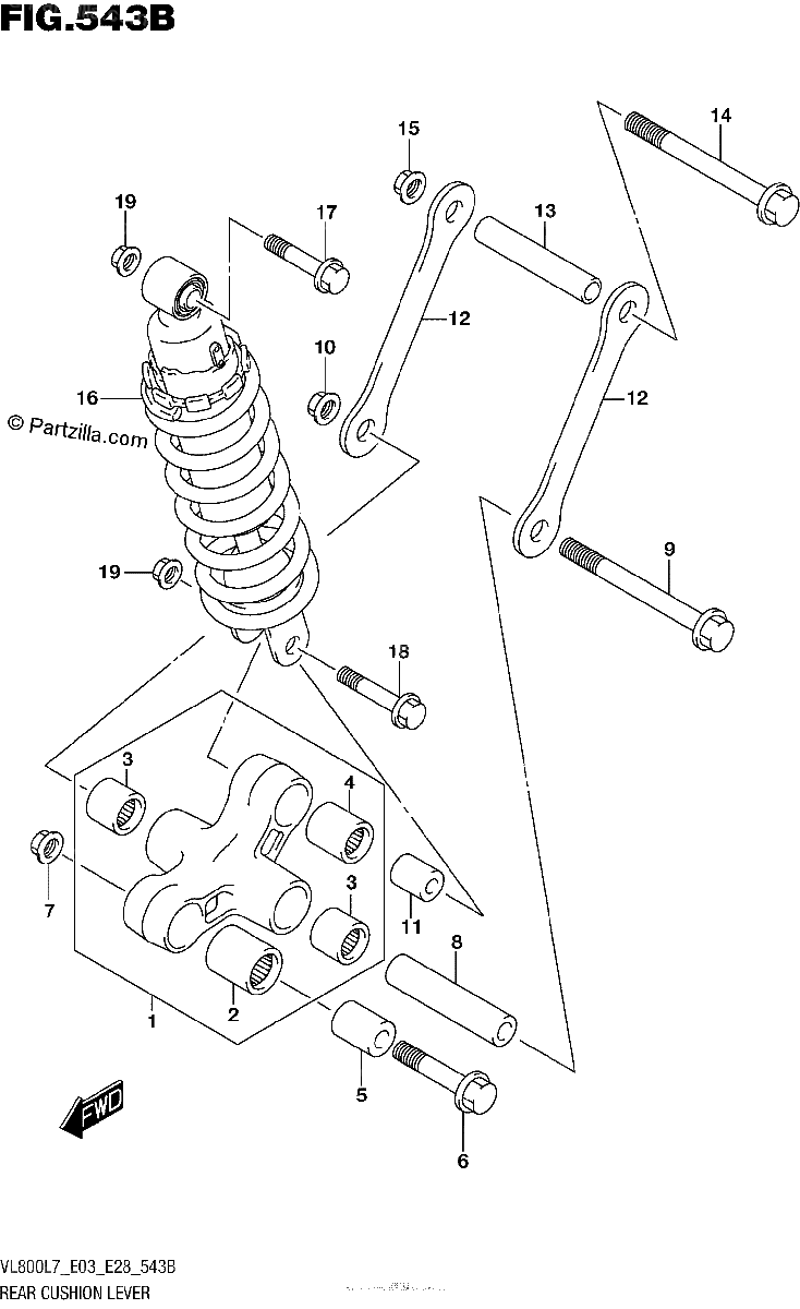 Diagrama de REAR CUSHION LEVER VL800L7 E28
