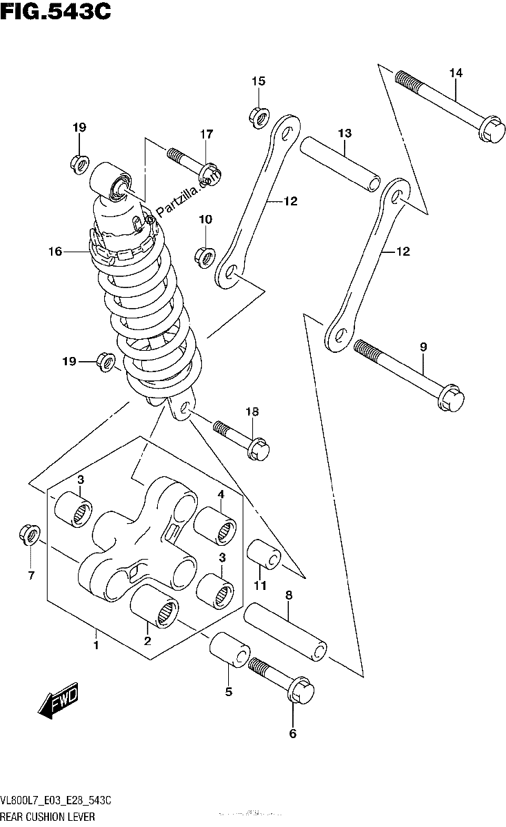 Diagrama de REAR CUSHION LEVER VL800L7 E33