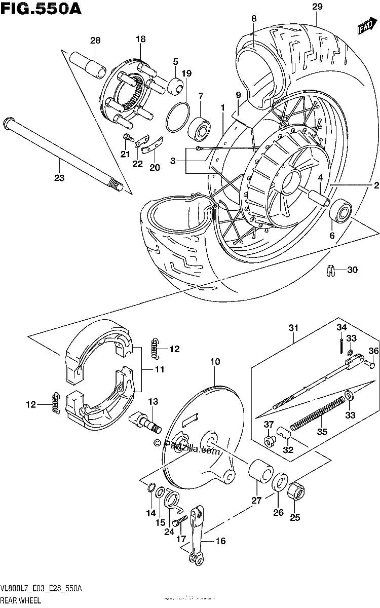 Diagrama de REAR WHEEL VL800L7 E03