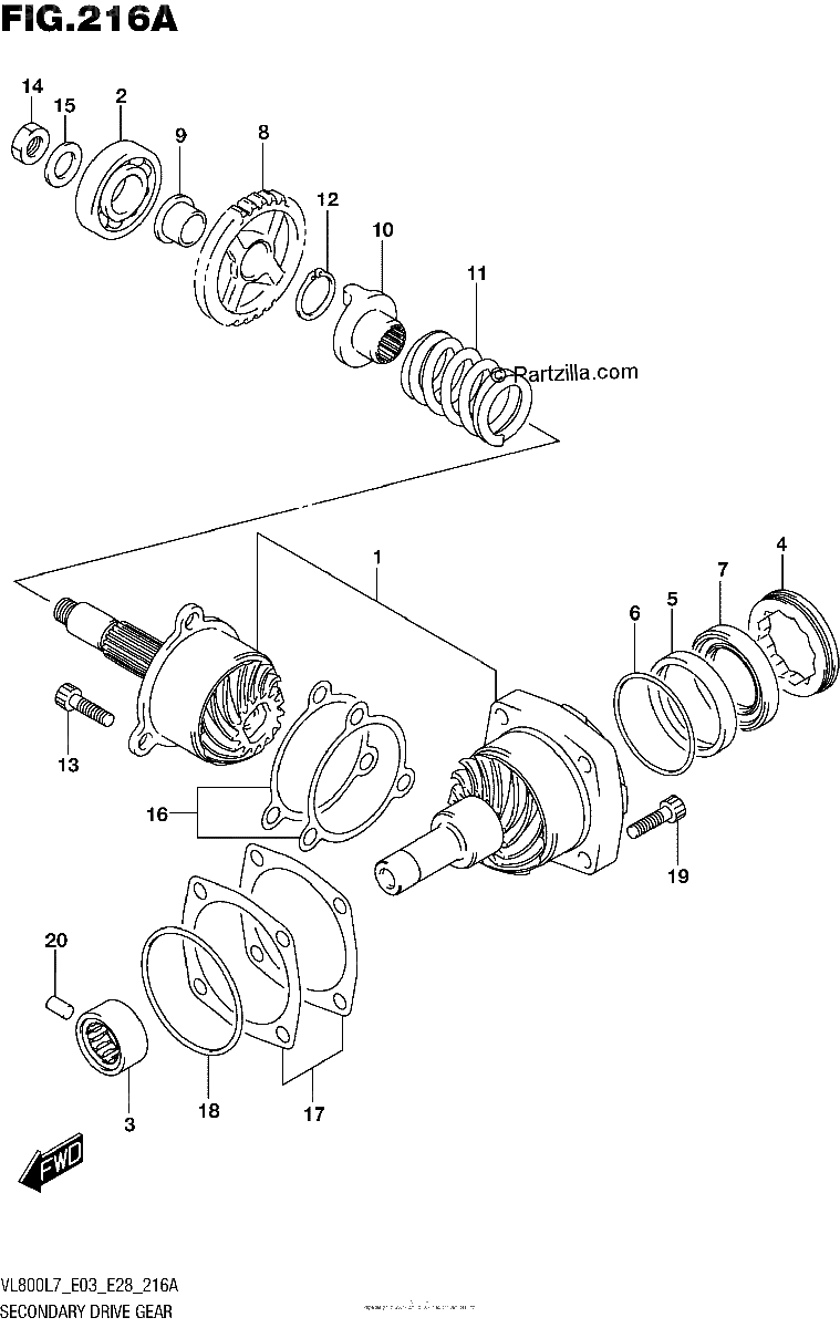 Diagrama de SECONDARY DRIVE GEAR