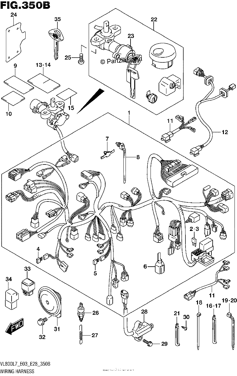 Diagrama de WIRING HARNESS VL800L7 E28