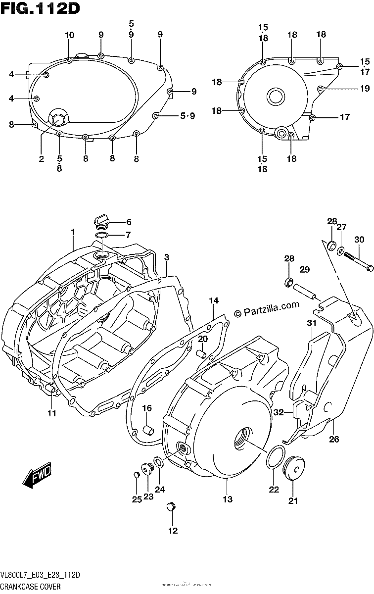 Diagrama de CRANKCASE COVER VL800TL7 E03