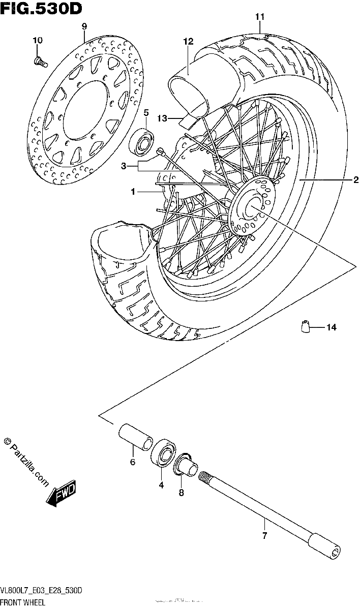 Diagrama de FRONT WHEEL VL800TL7 E03