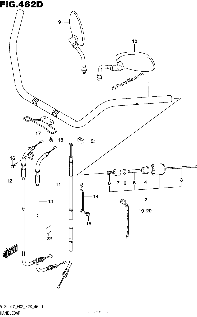 Diagrama de HANDLEBAR VL800TL7 E03