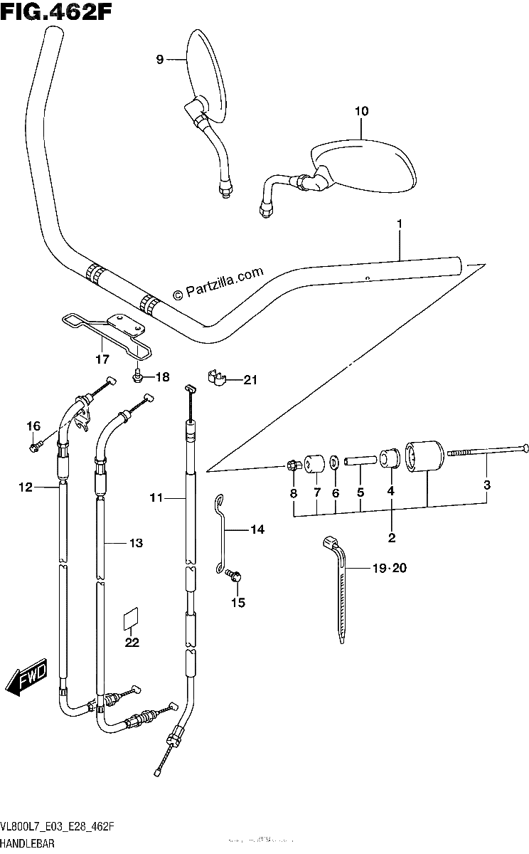 Diagrama de HANDLEBAR VL800TL7 E33