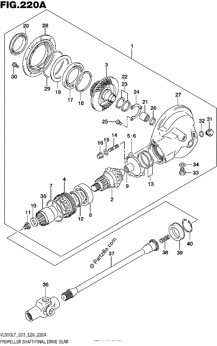 Diagrama de PROPELLER SHAFT FINAL DRIVE GEAR