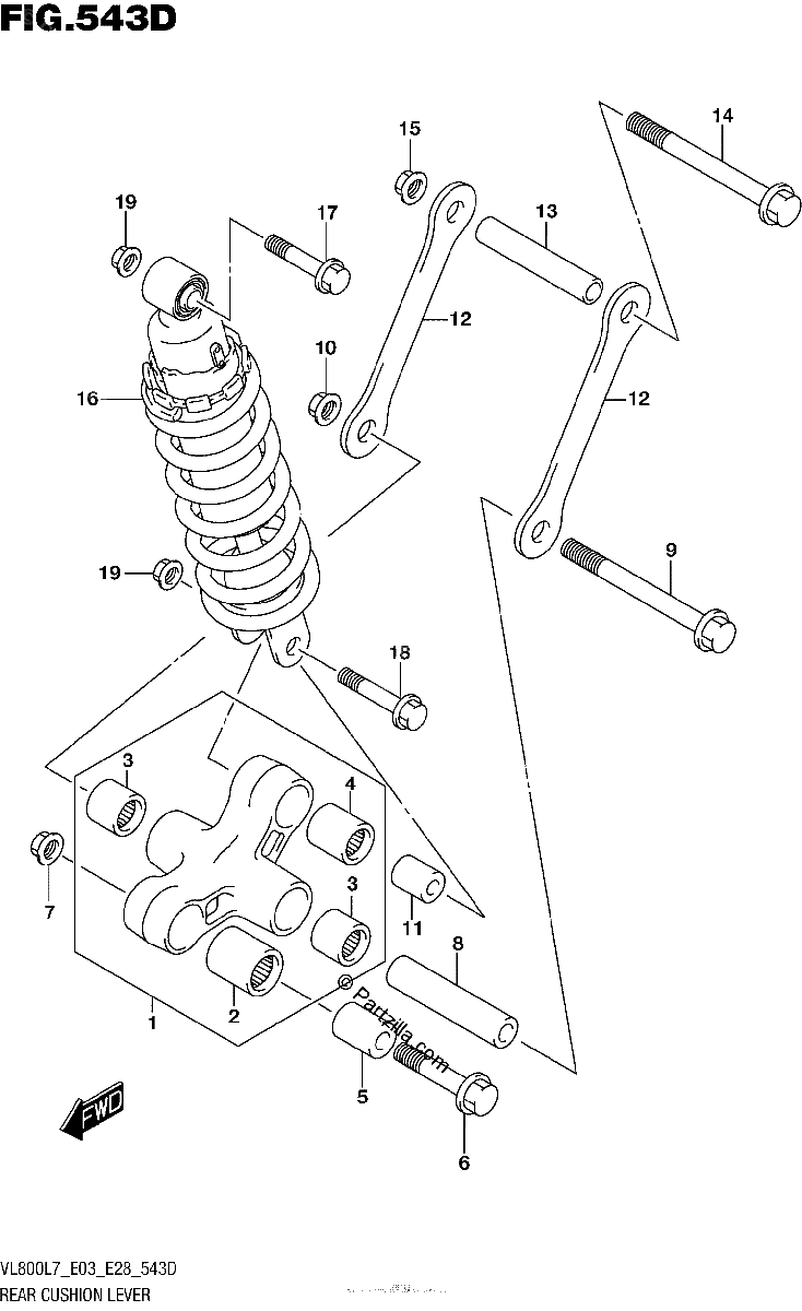 Diagrama de REAR CUSHION LEVER VL800TL7 E03