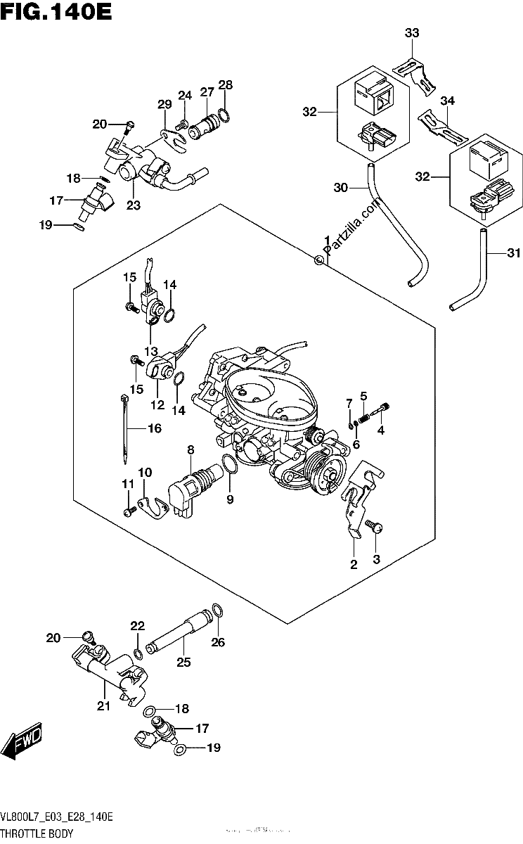 Diagrama de THROTTLE BODY VL800TL7 E28
