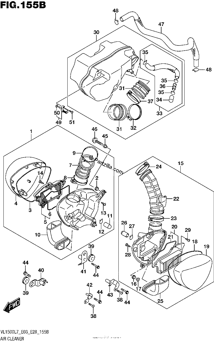 Diagrama de AIR CLEANER VL1500BL7 E28