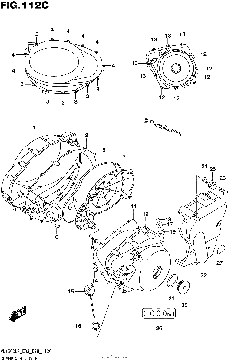 Diagrama de CRANKCASE COVER VL1500BL7 E33