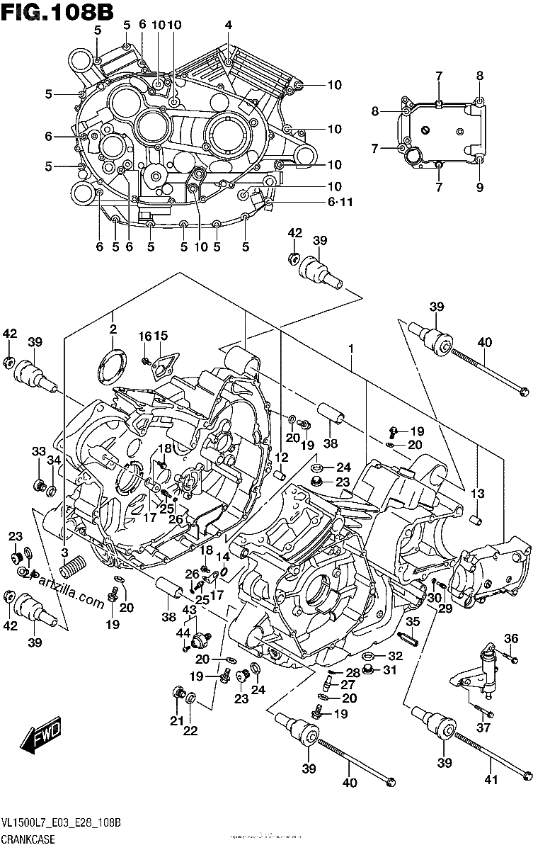 Diagrama de CRANKCASE VL1500BL7 E28
