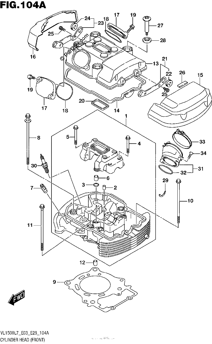 Diagrama de CYLINDER HEAD FRONT VL1500BL7 E03