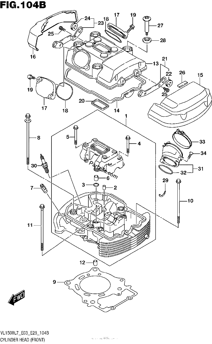 Diagrama de CYLINDER HEAD FRONT VL1500BL7 E28