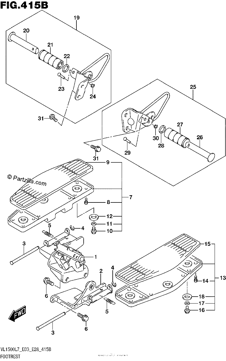 Diagrama de FOOTREST VL1500BL7 E28