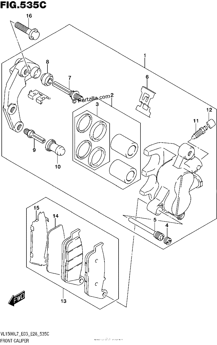 Diagrama de FRONT CALIPER VL1500BL7 E33