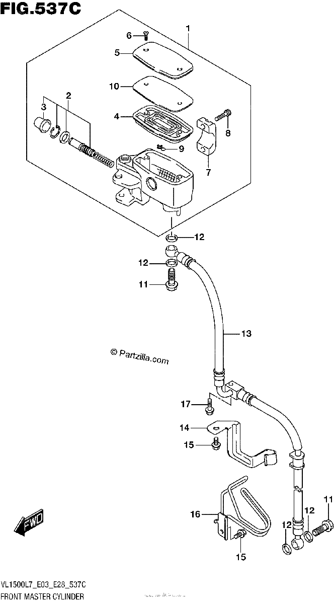 Diagrama de FRONT MASTER CYLINDER VL1500BL7 E33