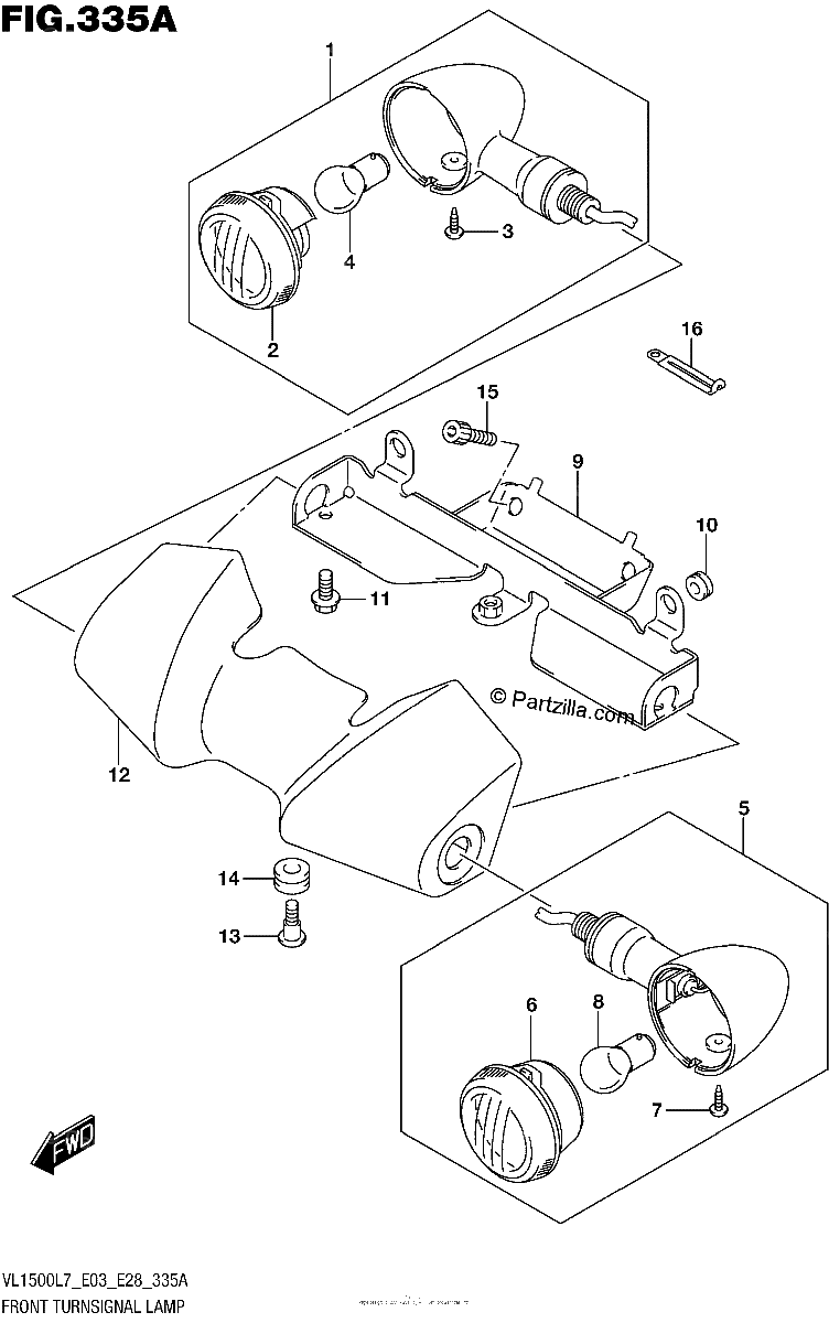Diagrama de FRONT TURNSIGNAL LAMP VL1500BL7 E03
