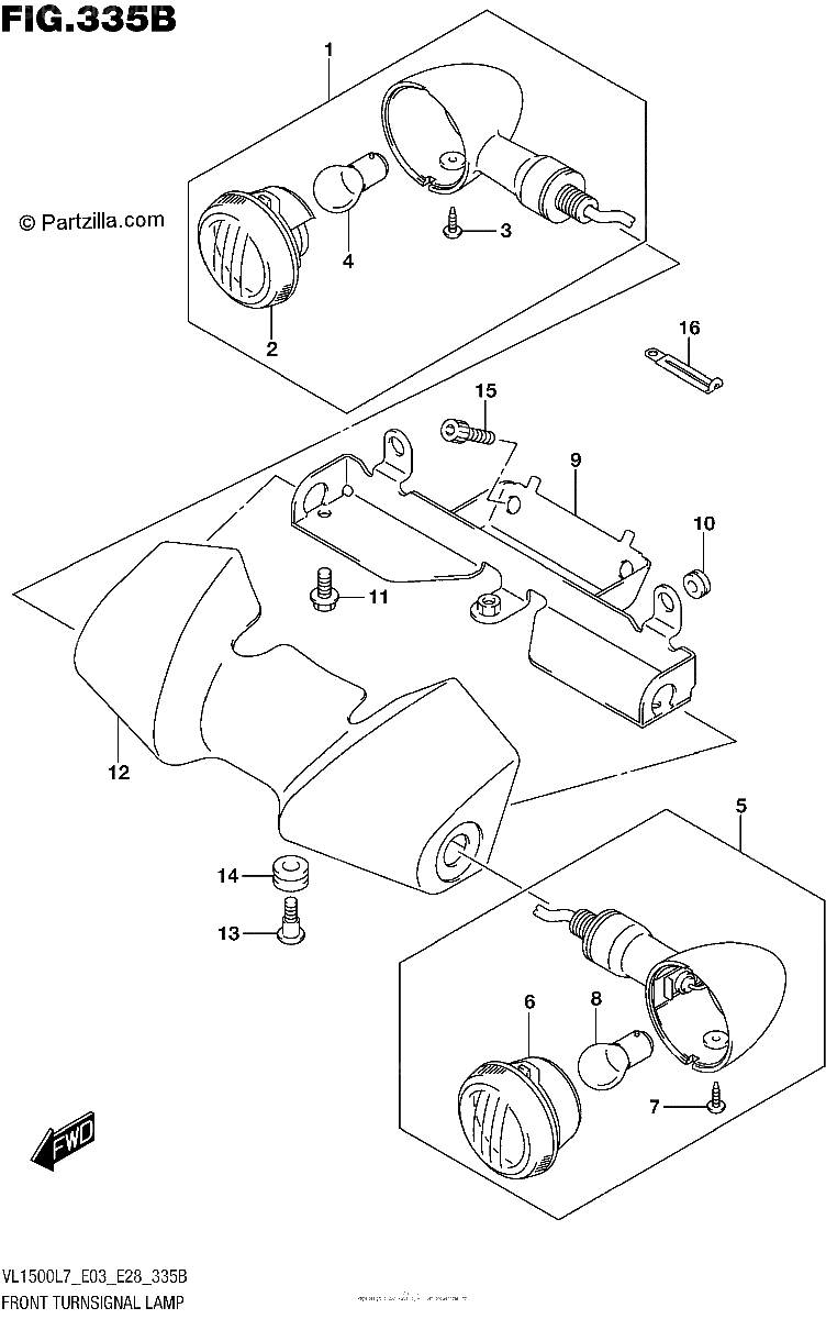 Diagrama de FRONT TURNSIGNAL LAMP VL1500BL7 E28