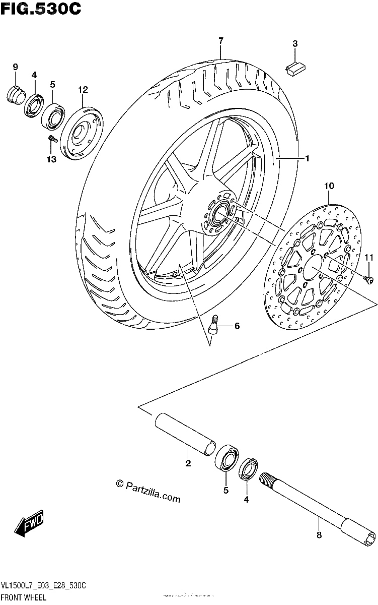 Diagrama de FRONT WHEEL VL1500BL7 E33