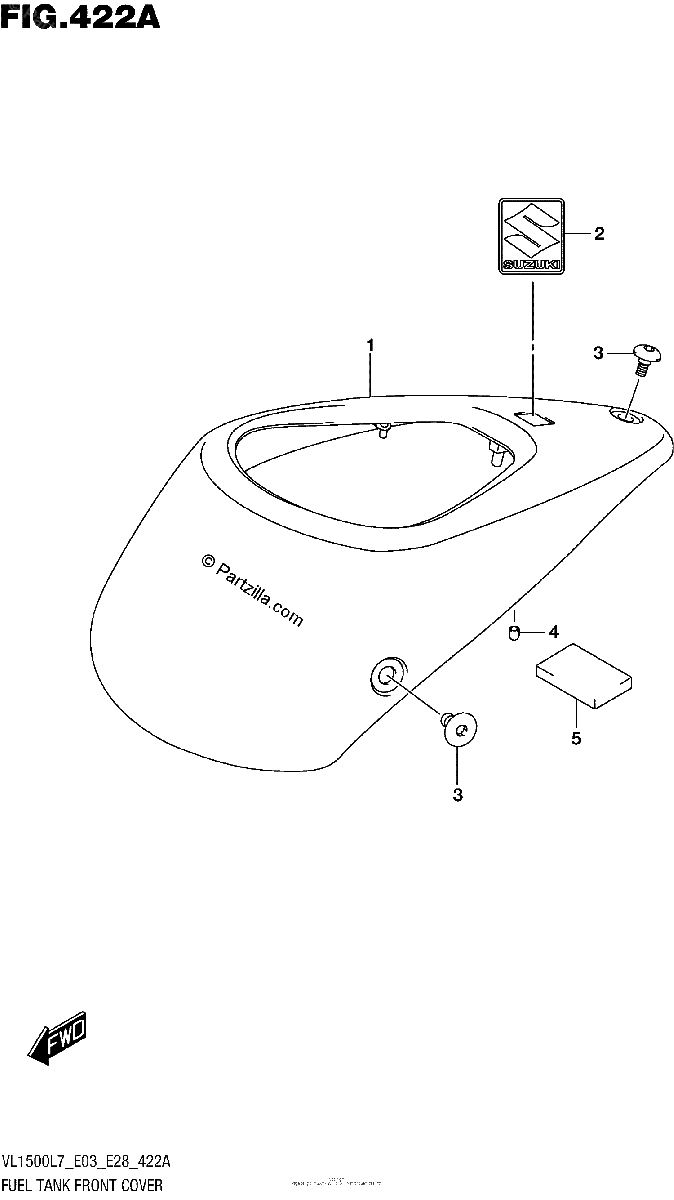 Diagrama de FUEL TANK FRONT COVER VL1500BL7 E03